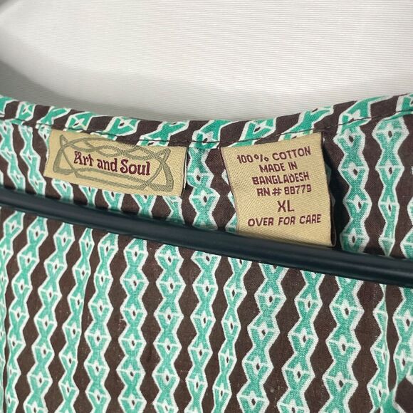 Boho Sleeveless Tank Top XL Cotton Paisley Geometric Print Festival Cottagecore - Picture 3 of 6